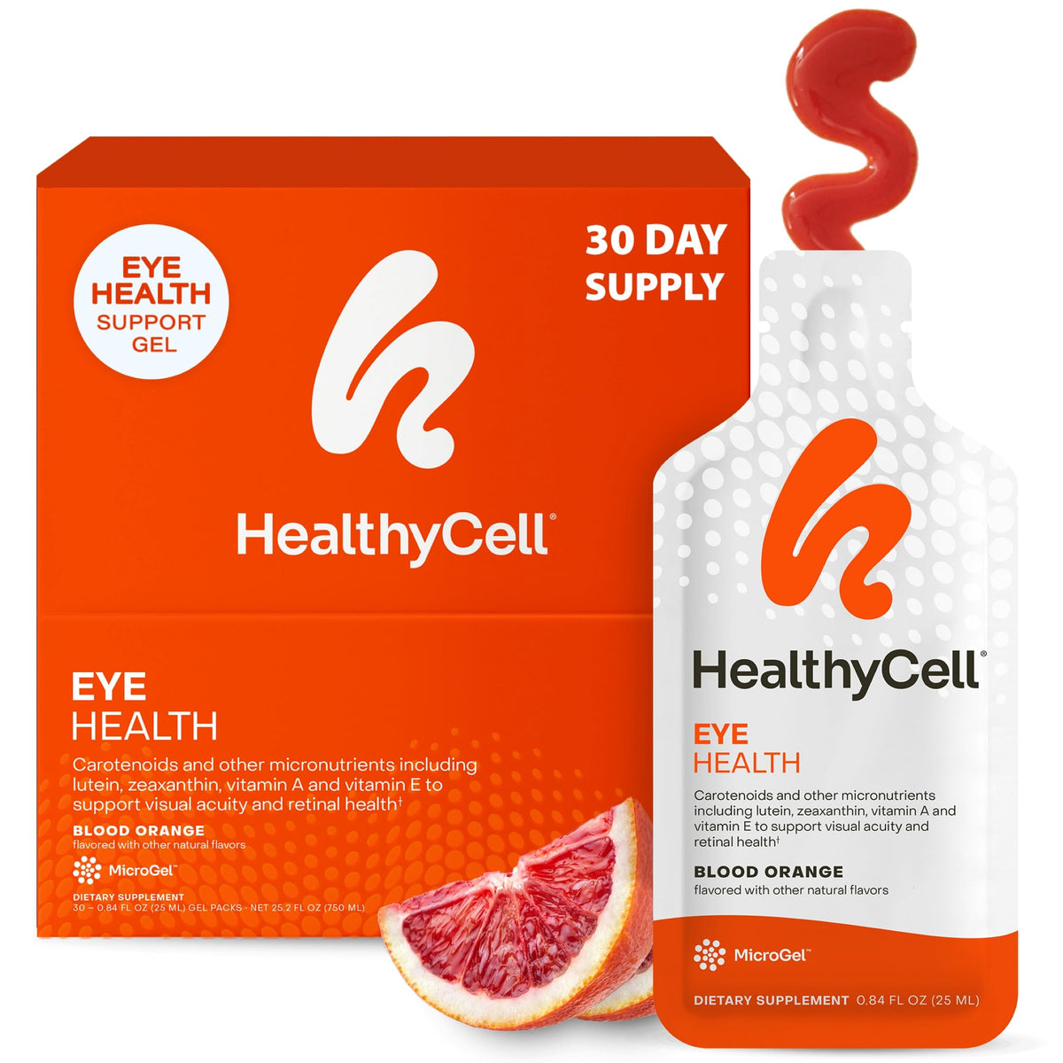 HealthyCell Ojo Salud MicroGel en paquete para apoyo visual diario