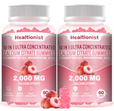 Healtionist botella de calcio citrato 2000mg, promesa de absorción eficiente.