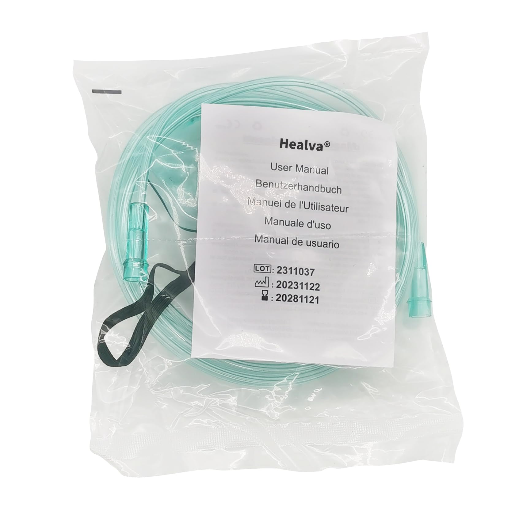 Healva máscara de oxígeno, empaque individual, fácil guardar y transportar.