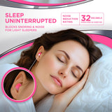Hearos Sleep Pretty rosa: tapones con reducción de ruido de 32 dB para dormir mejor en ambientes ruidosos.