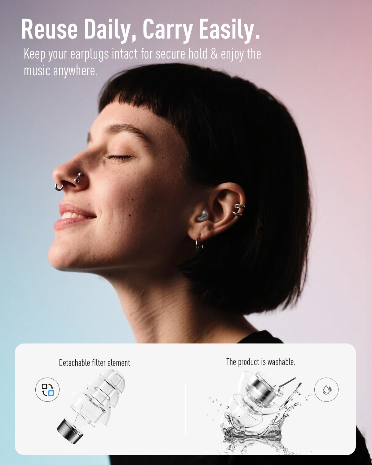 Hearprotek cordón de silicona desmontable para usar y transportar fácilmente.