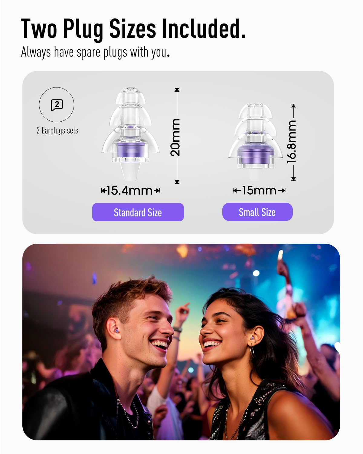 Hearprotek detalle dorado: acabado elegante en tapones para conciertos.