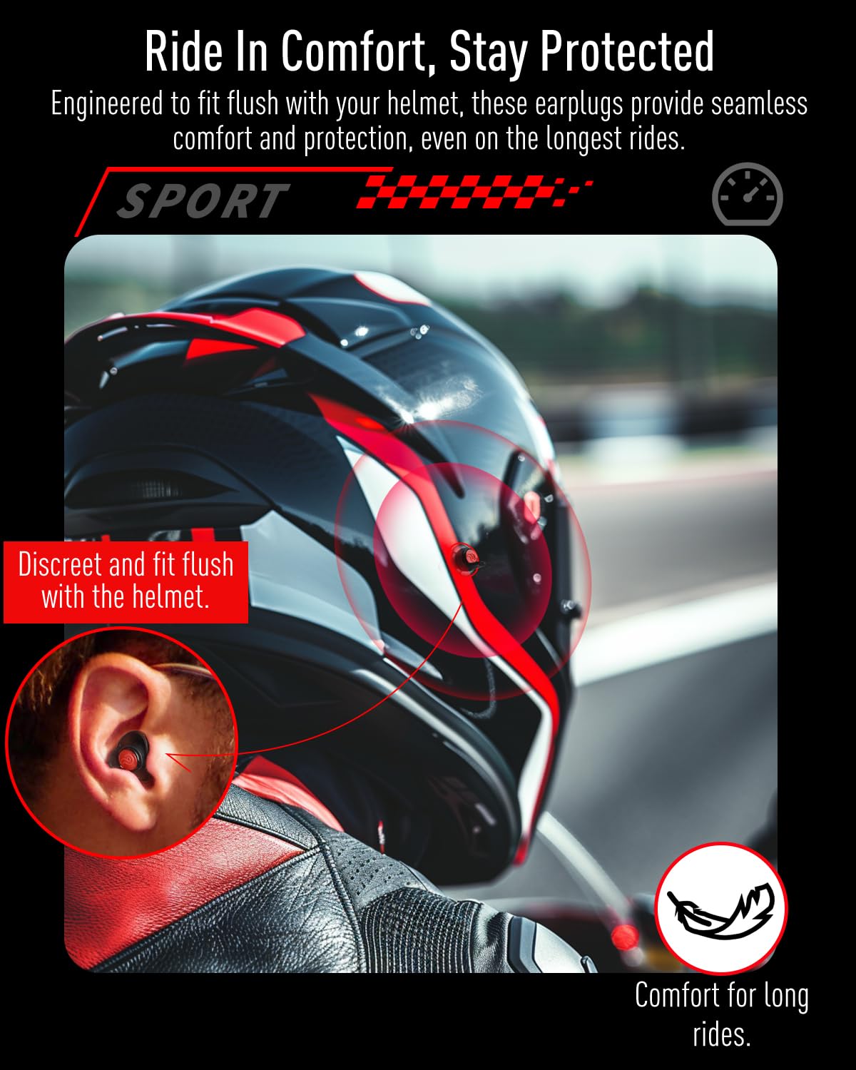 Hearprotek diseño compatible casco para comodidad en rutas largas