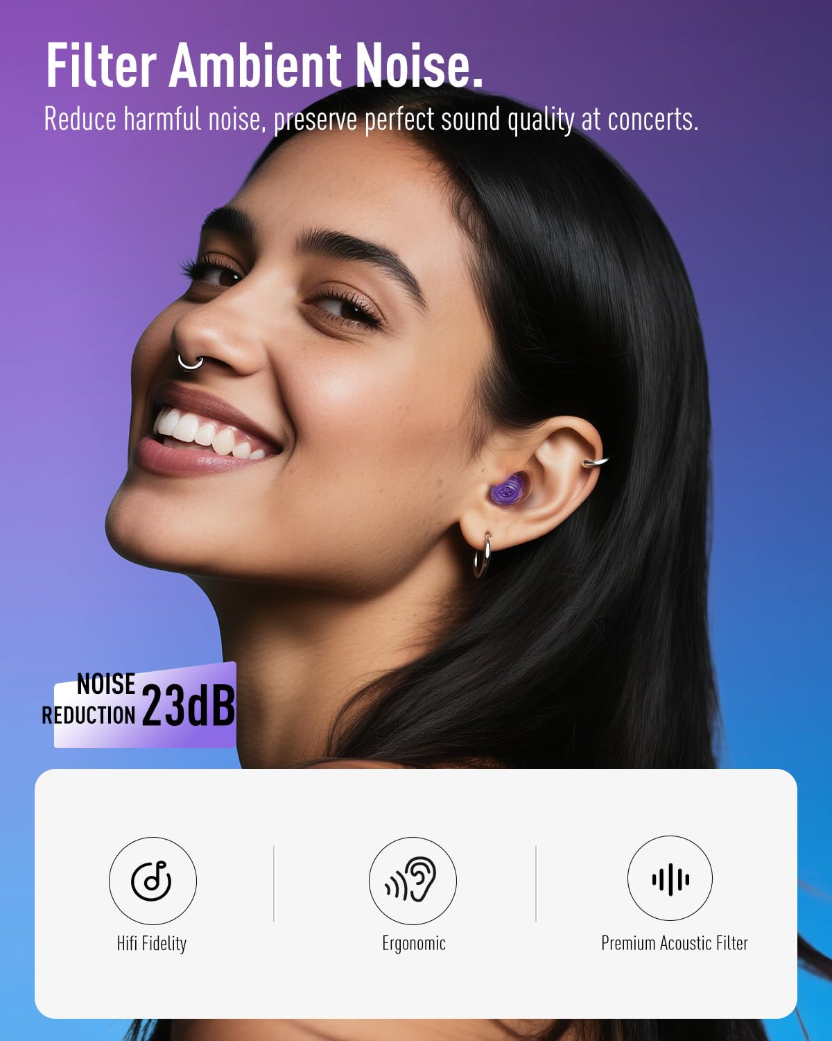 Hearprotek diseño ergonómico que se adapta al canal auditivo para uso prolongado.