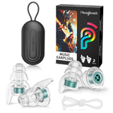 Tapones Hearprotek para concierto dentro de estuche, protección auditiva portátil.