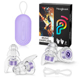 Hearprotek tapones para conciertos dorados, manteniendo la claridad del sonido y la protección auditiva.