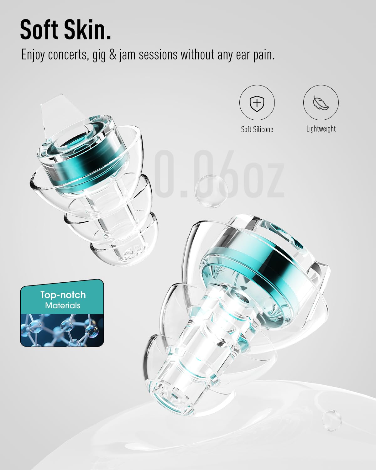 Tapones Hearprotek con cordón de silicona desmontable.
