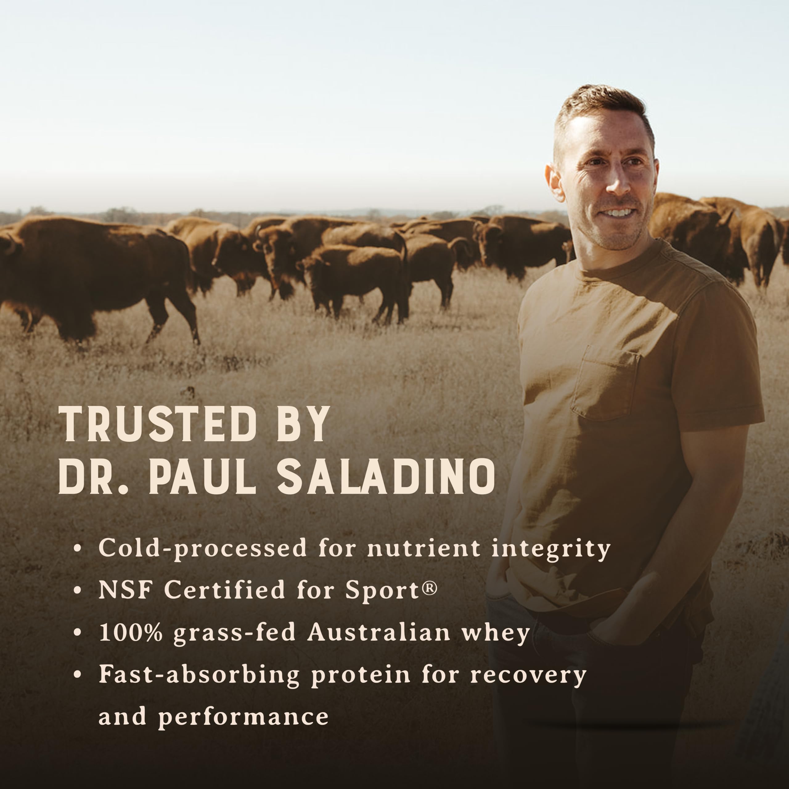 Heart & Soil proteína whey concentrada, proceso frío para conservar nutrientes.