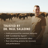 Heart & Soil proteína whey concentrada, proceso frío para conservar nutrientes.