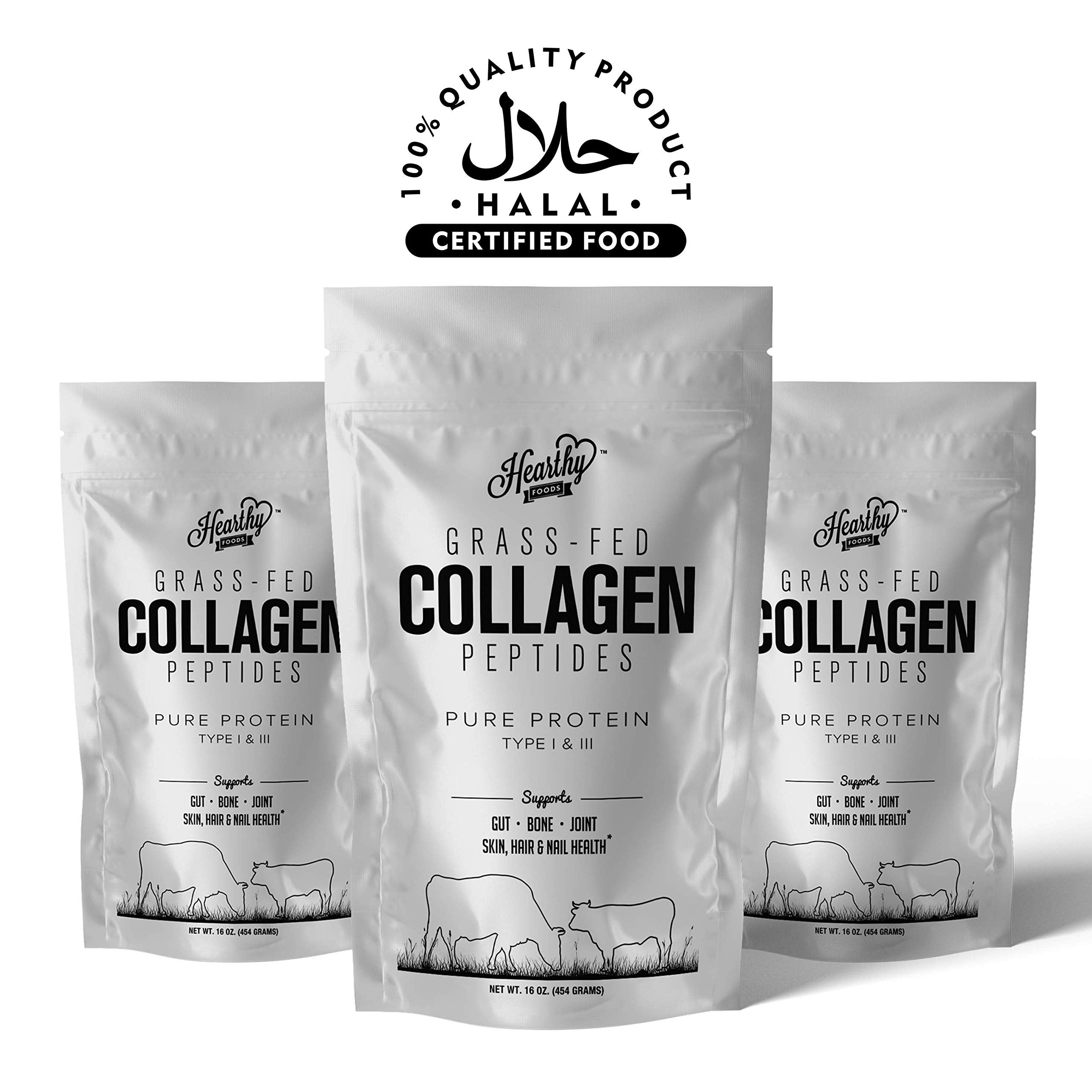 HEARTHY FOODS Colágeno en polvo conveniente para uso diario de proteínas.