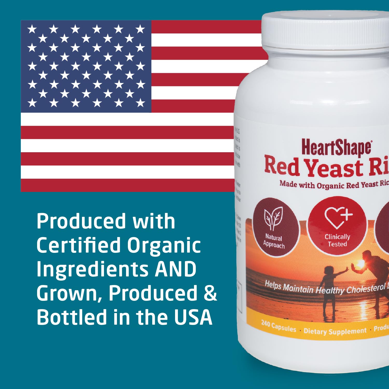 HeartShape Arroz de levadura roja, certificado orgánico QAI