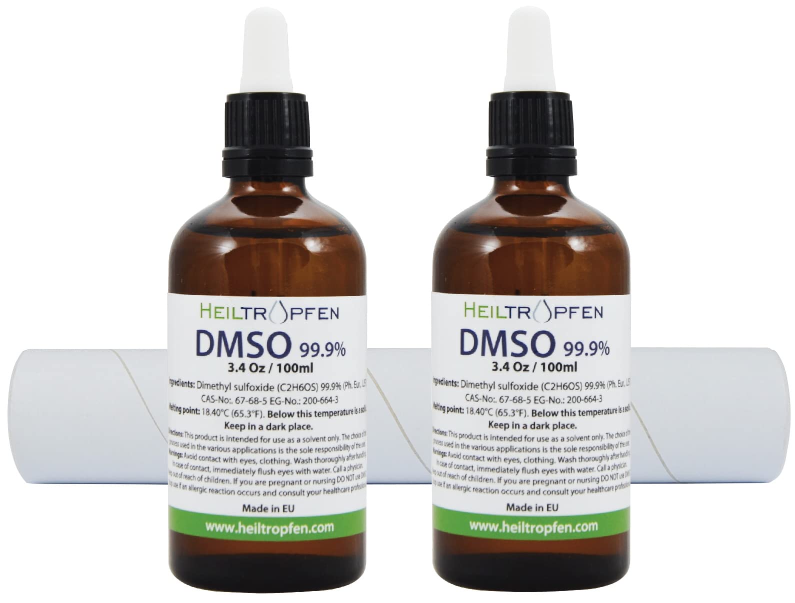 Heiltropfen DMSO, estado sólido a temperatura ambiente y líquido al subir la temperatura.