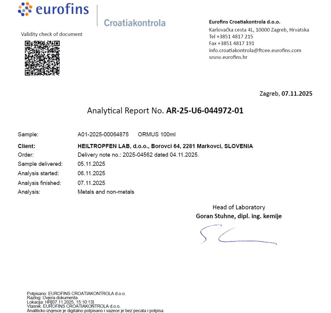 Heiltropfen Ormus: etiqueta y certificaciones visibles para mayor transparencia