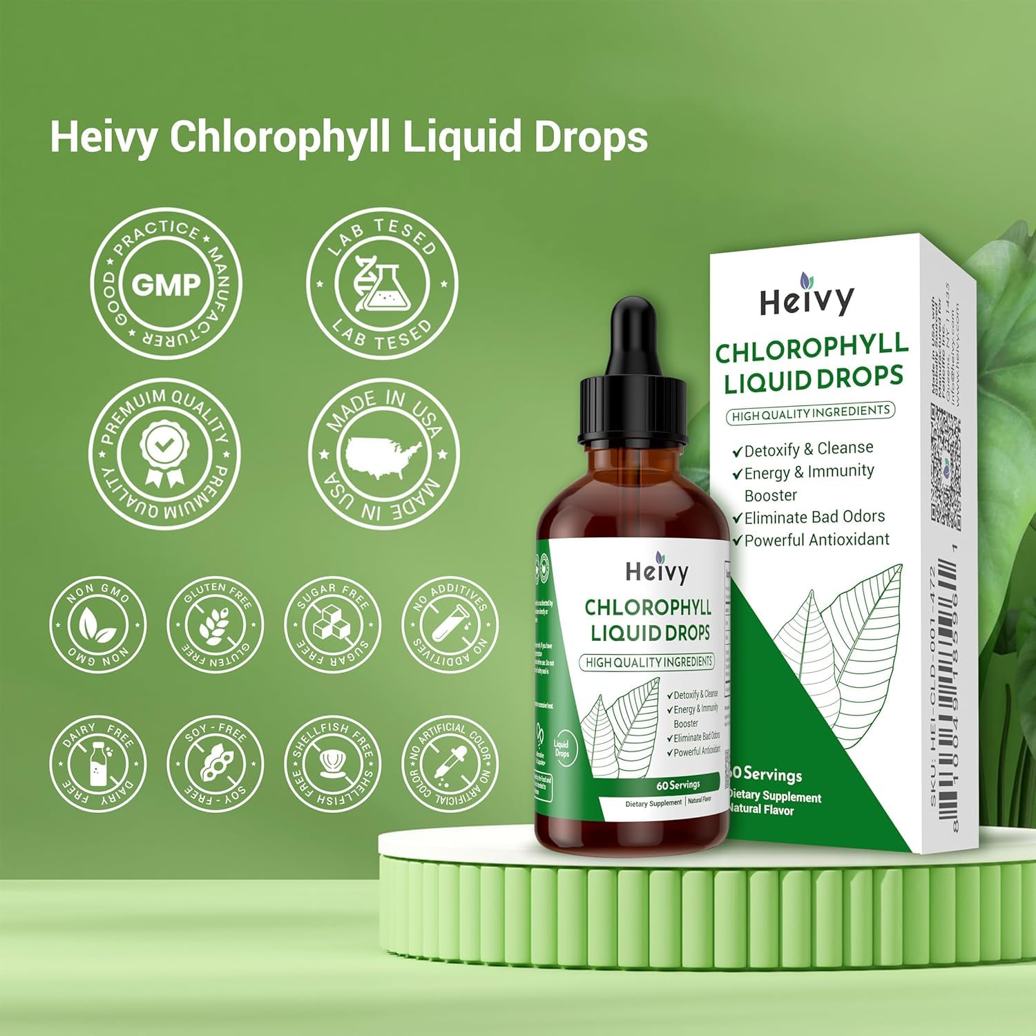 Heivy Clorofilo Gotas: visual de mentas para sabor fresco al beber