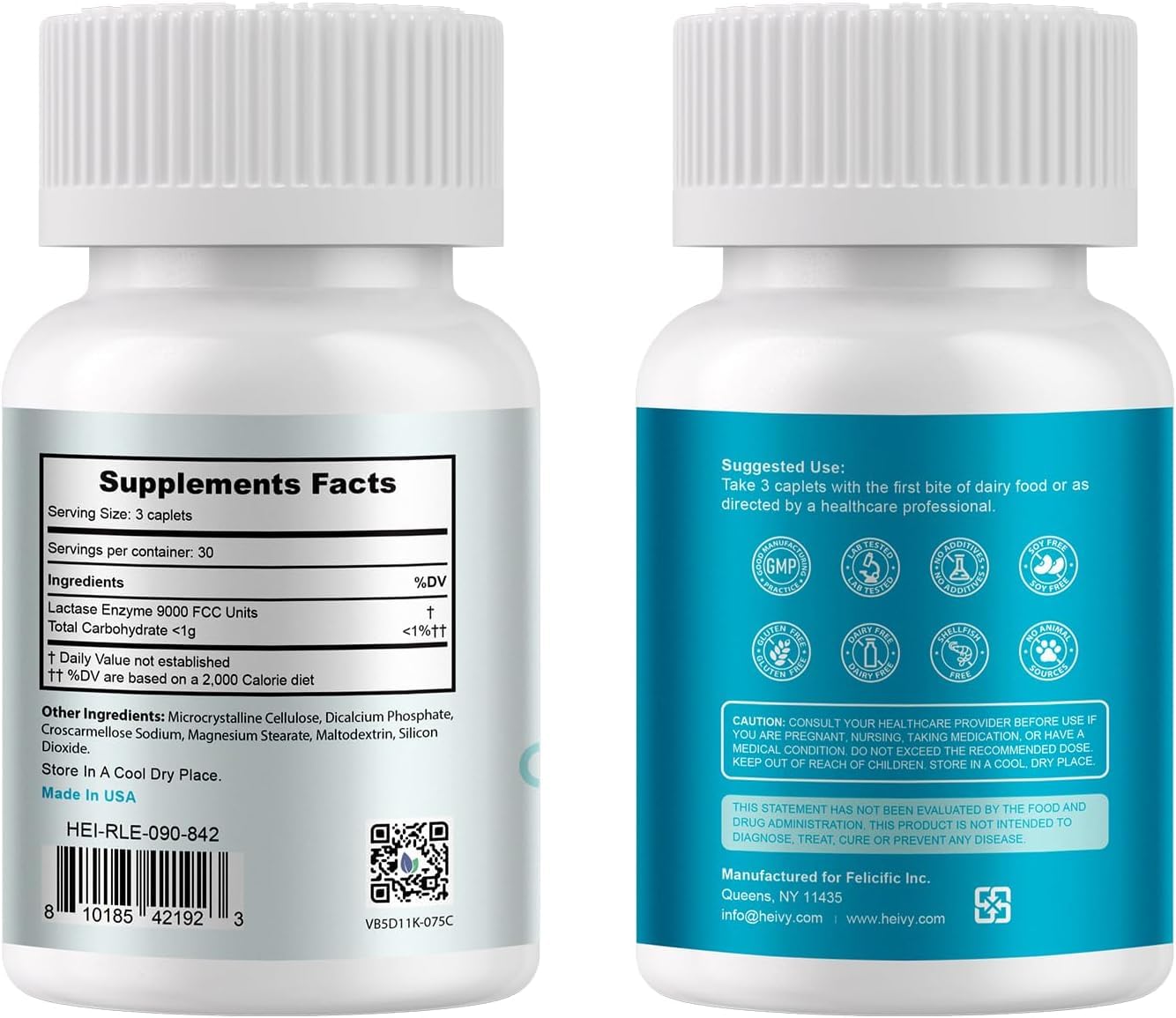 Heivy Lactase Enzyme: cápsulas suaves para digestión de lactosa tras la comida.