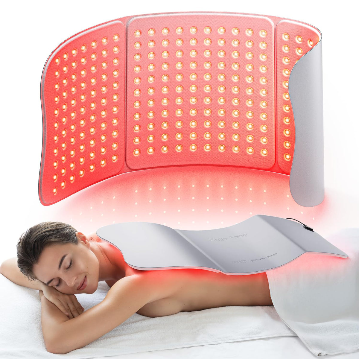 Hello Face manta de luz roja con cobertura 30x12 para espalda y piernas.