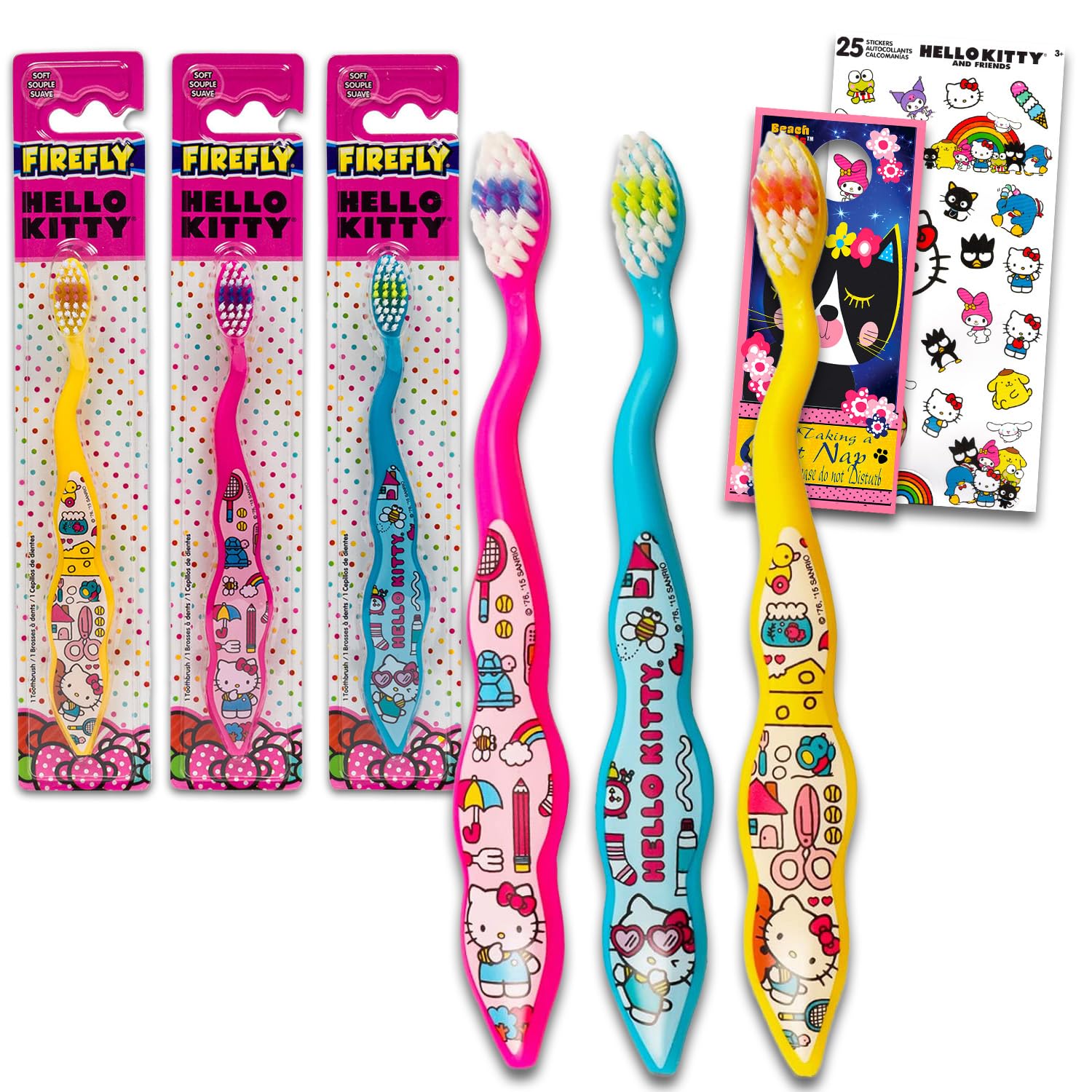 Hello Kitty cepillos dientes infantil: trío para sonrisas divertidas.
