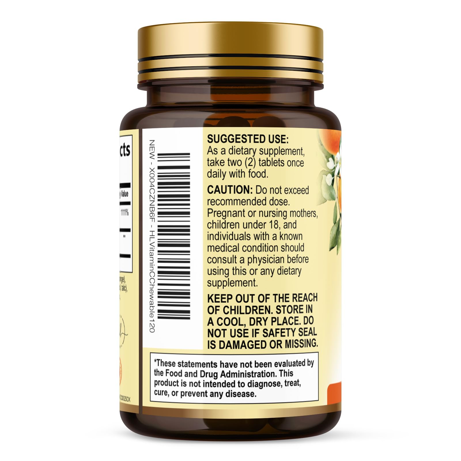 Hello Lovely Ficha nutricional, información clara sobre vitamina C y nutrientes.