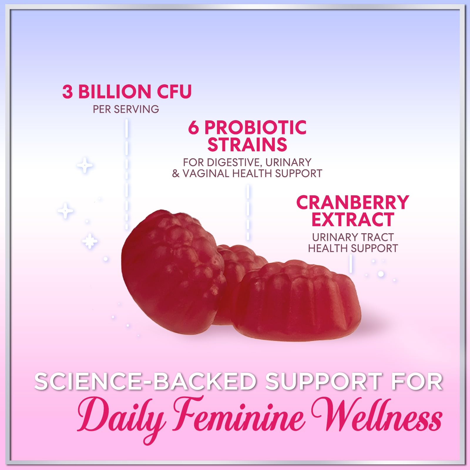 Hello Lovely! probióticos para mujeres con arándano, apoyo inmunitario suave y salud intestinal