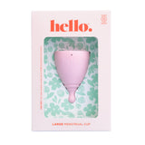 Hello Period copa menstrual tamaño grande con capacidad 29,5 ml para uso diario cómodo.