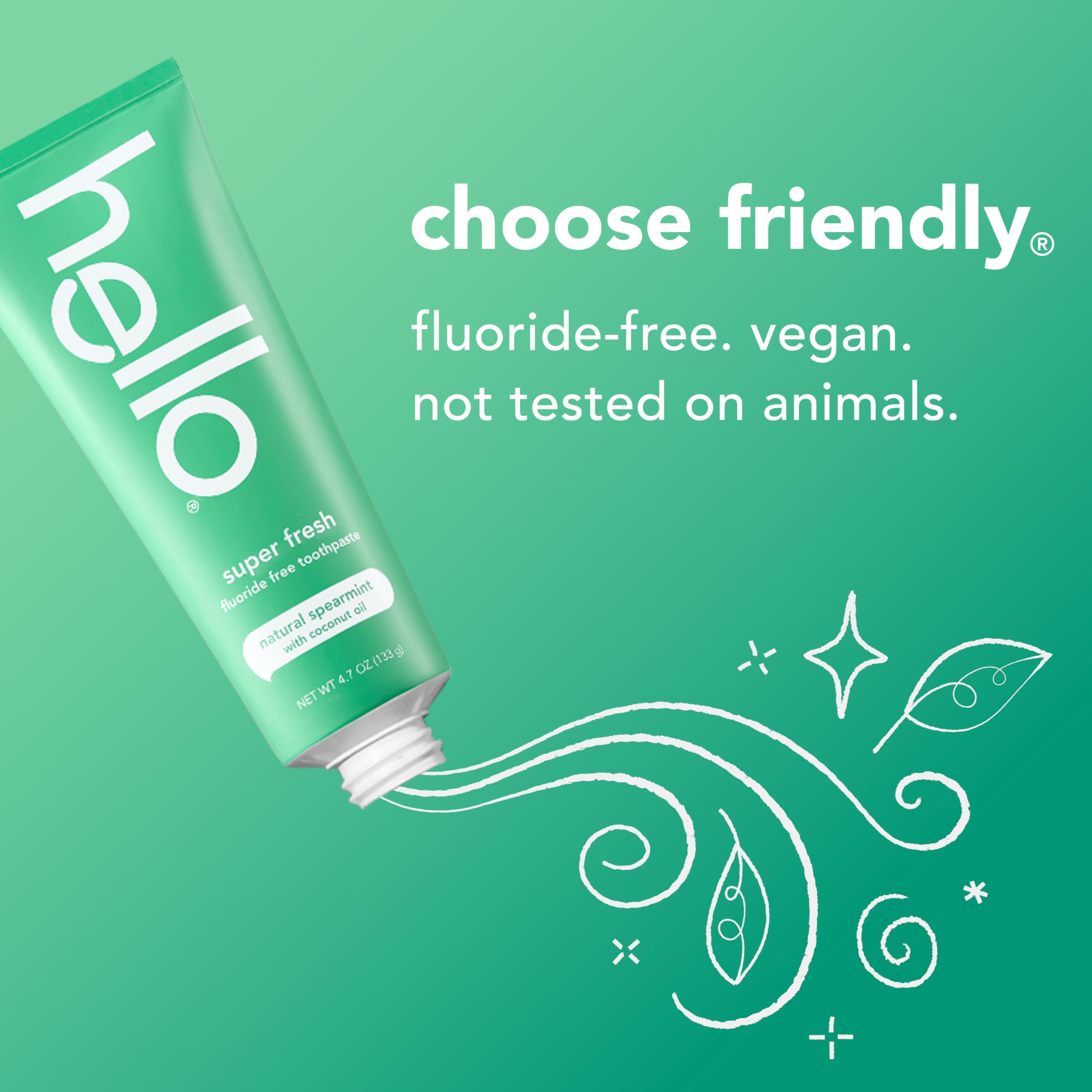 hello dentífrico sin fluor, fórmula vegana y no probado en animales