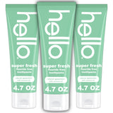 hello dentífrico sin fluor, tubos de menta natural, frescura diaria