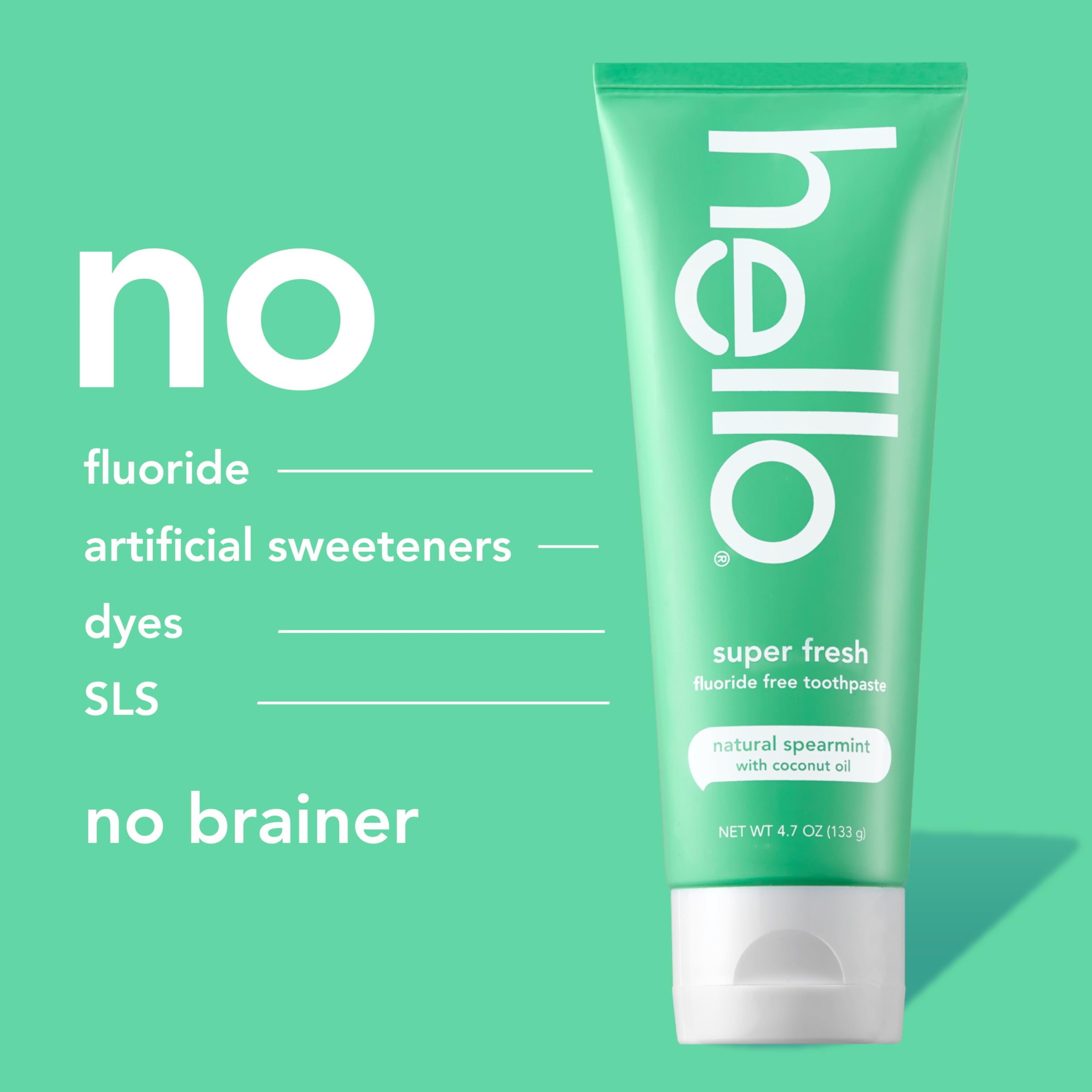 hello dentífrico sin fluor, sabor menta verde natural