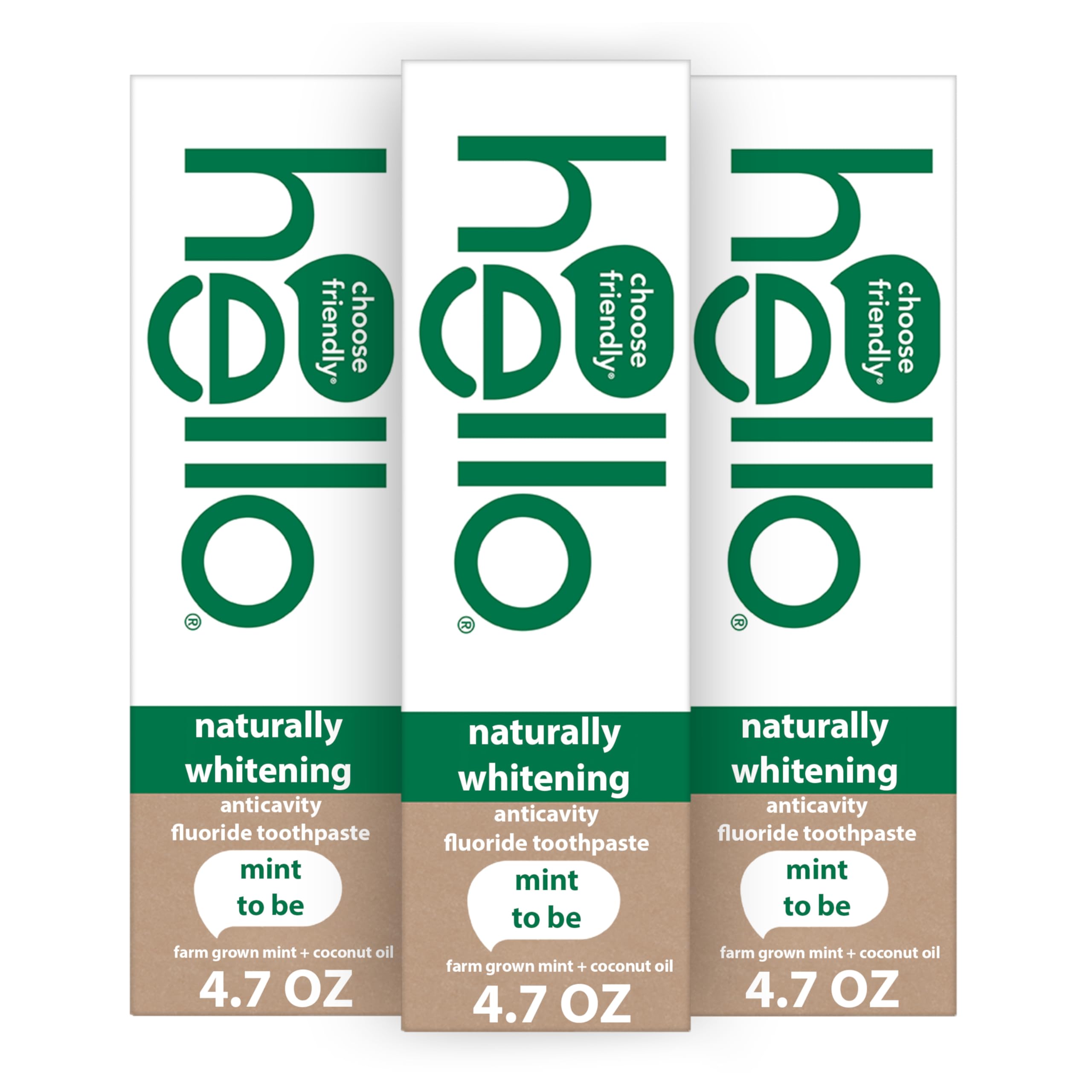 hello tres tubos de pasta de dientes blanqueadora natural con menta