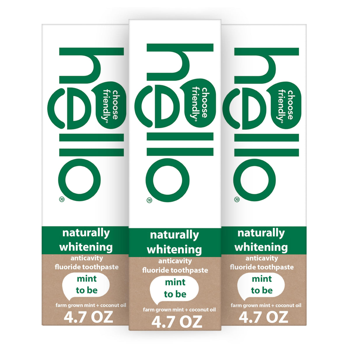 hello tres tubos de pasta de dientes blanqueadora natural con menta