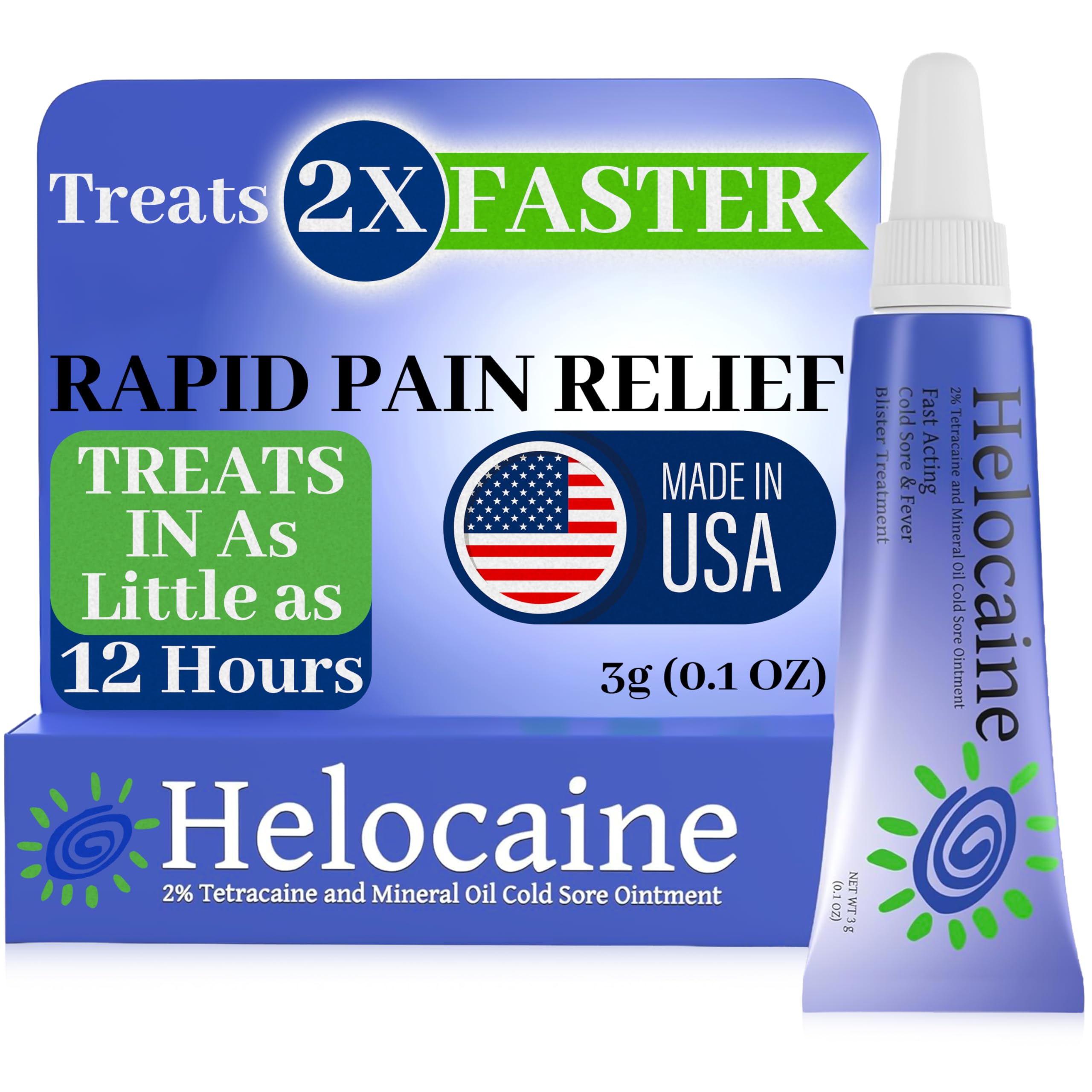 Helocaine aplicación de crema en labios para alivio rápido del dolor