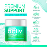 Etiqueta de HEMPACTIV mostrando mentol, MSM y arnica para uso diario.