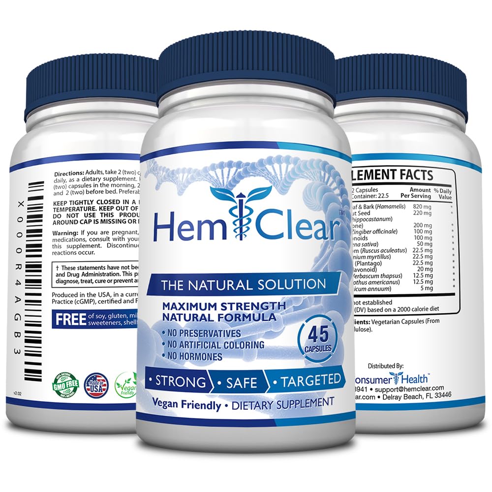 HemClear fórmula de acción dual para comodidad y apoyo vascular.