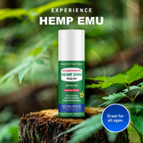 Hemp Emu Roll-On Gel: ingredientes naturales para cuidado de piel y alivio suave.