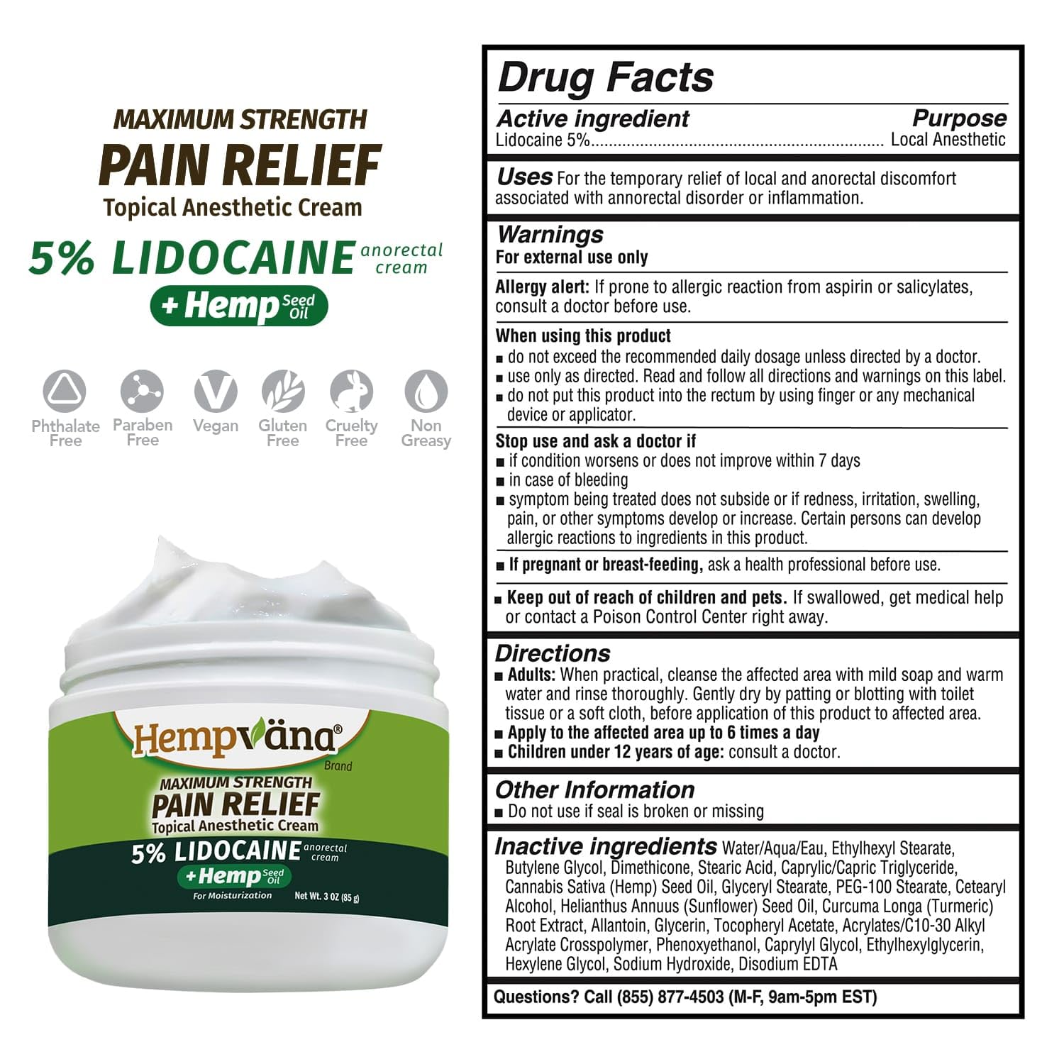 Hempvana aplicación crema absorción rápida para uso diario discreto.