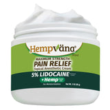 Hempvana crema lidocaína 5% en bote para alivio localizado.