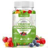 Gomitas Hemyum de creatina monohidratada en envase, apoyo para entrenamientos.