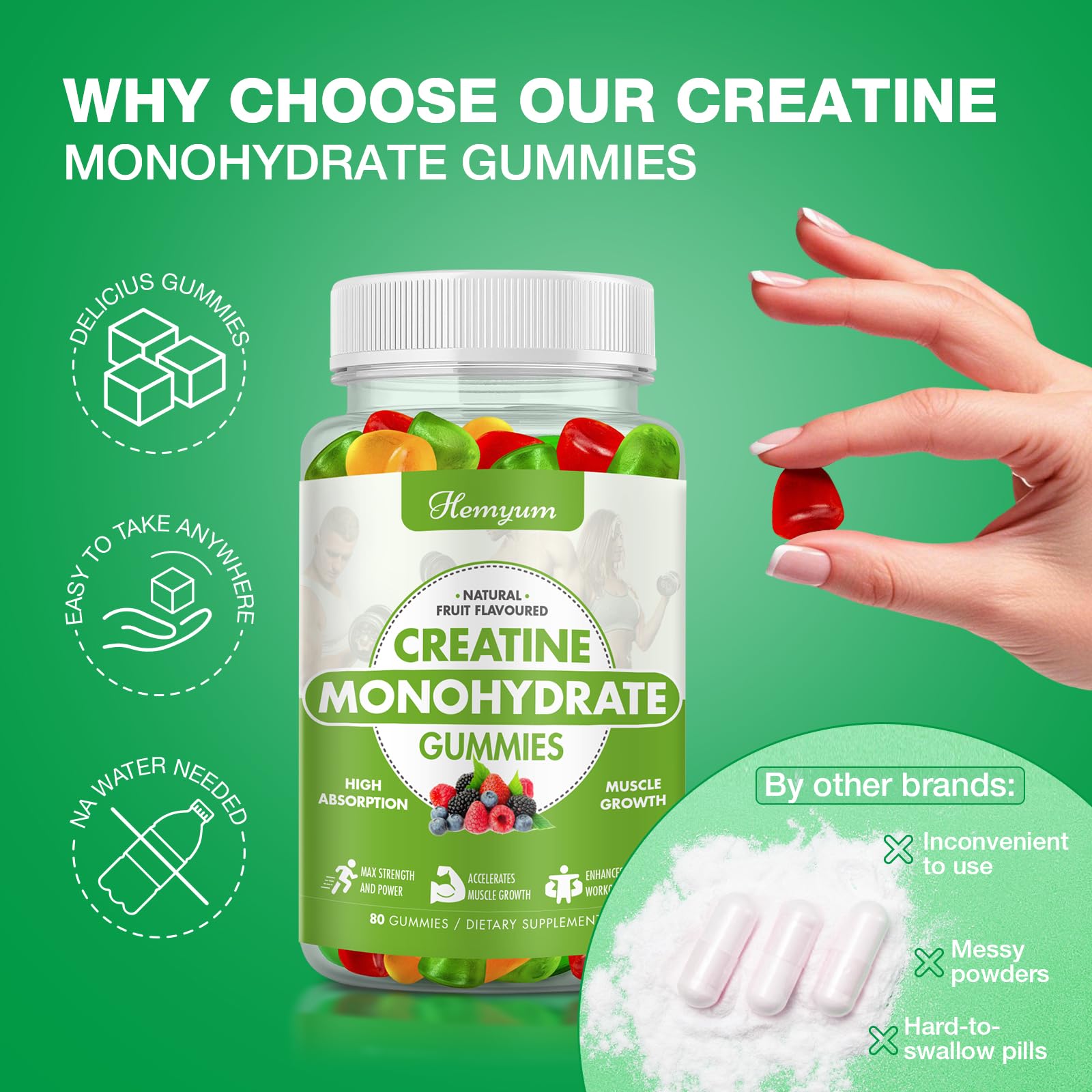 Gomitas veganas y libres de gluten de Hemyum, calidad confiable.