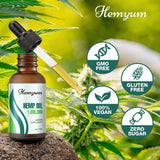 Gotas Hemyum cáñamo frasco: uso práctico para dosis diaria.
