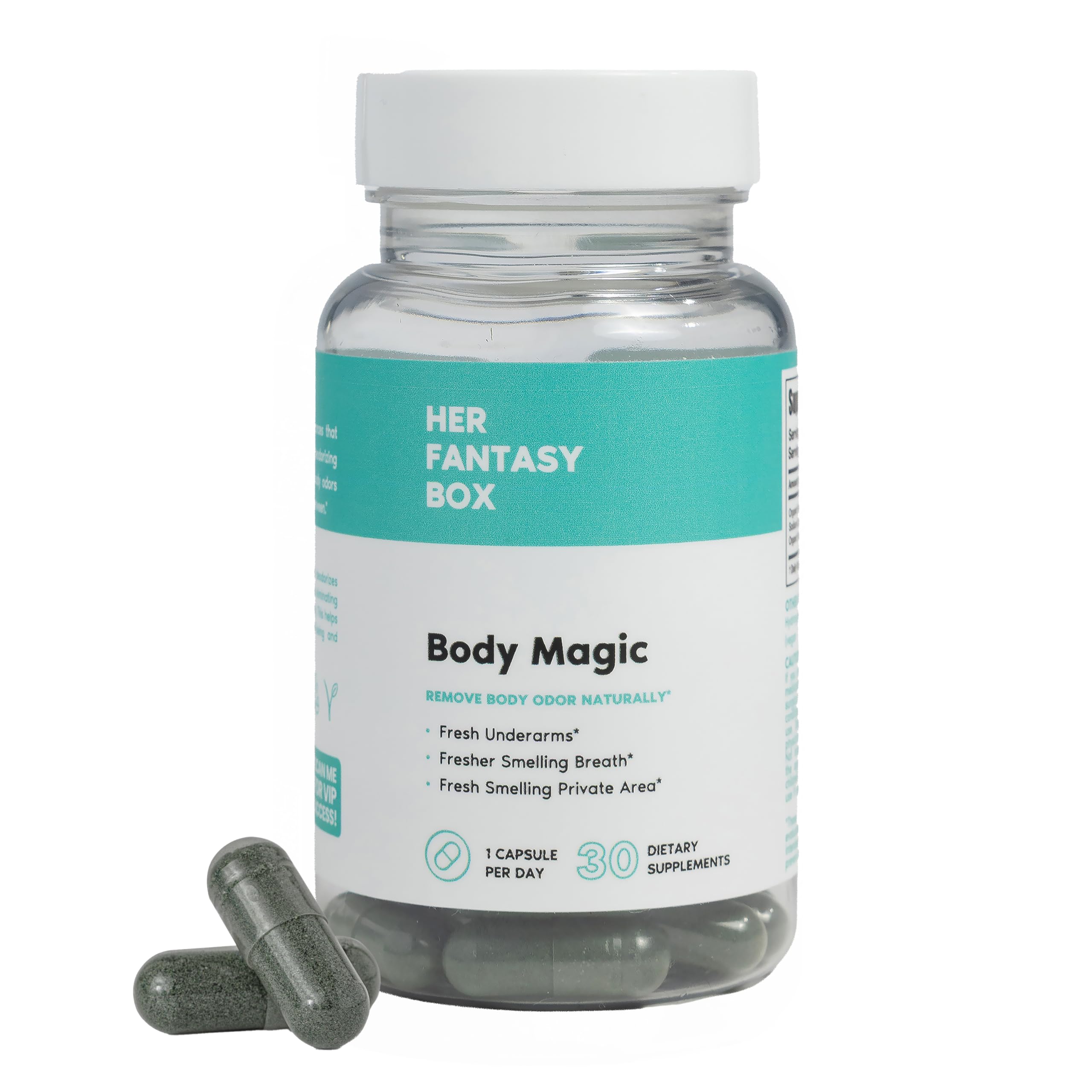 Botella de Body Magic de Her Fantasy Box, para detox natural y energía diaria.