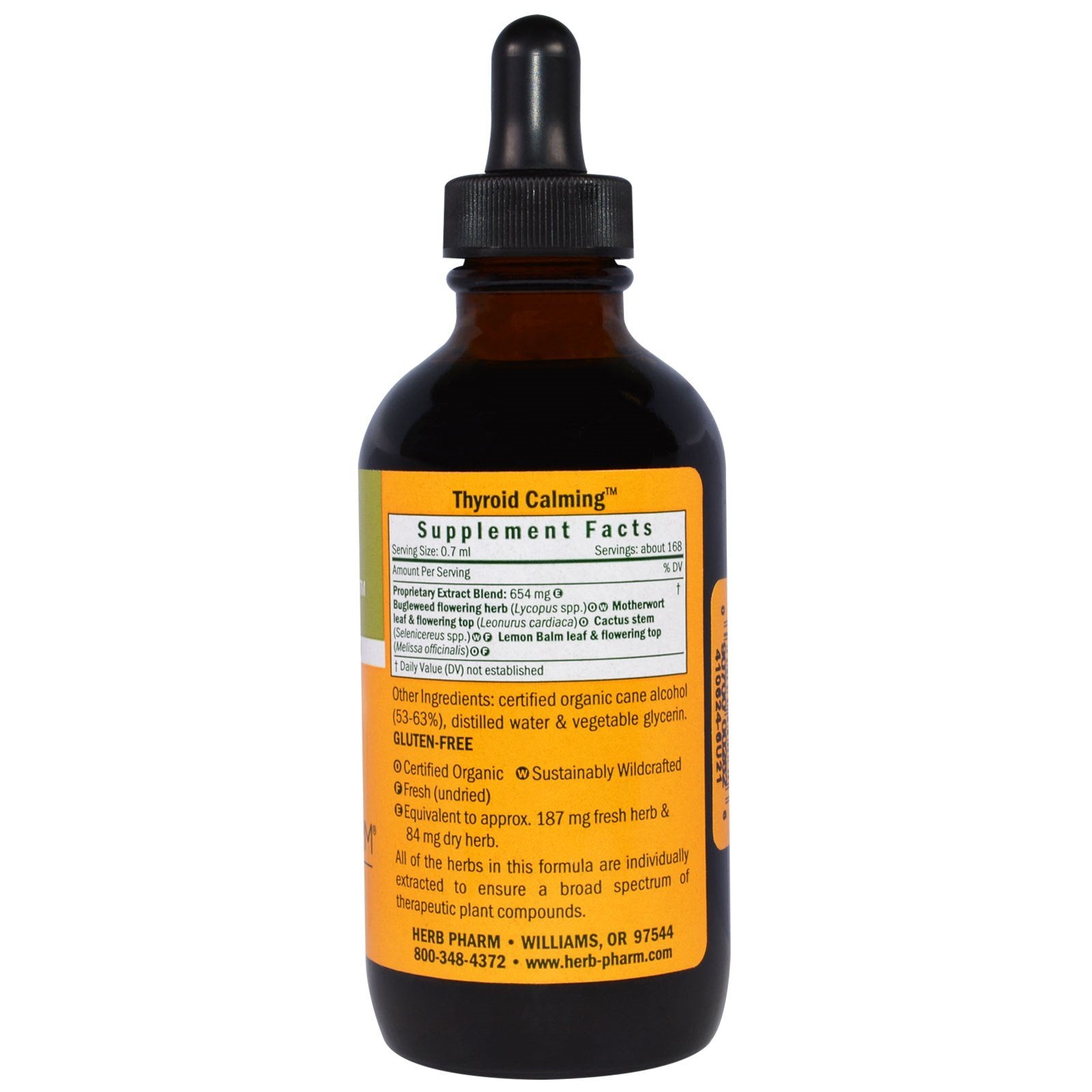 Herb Pharm Calma Tiroidea, gota dispensada, uso diario para equilibrio hormonal.