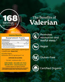Herb Pharm Valeriana: etiqueta frontal que sugiere descanso.