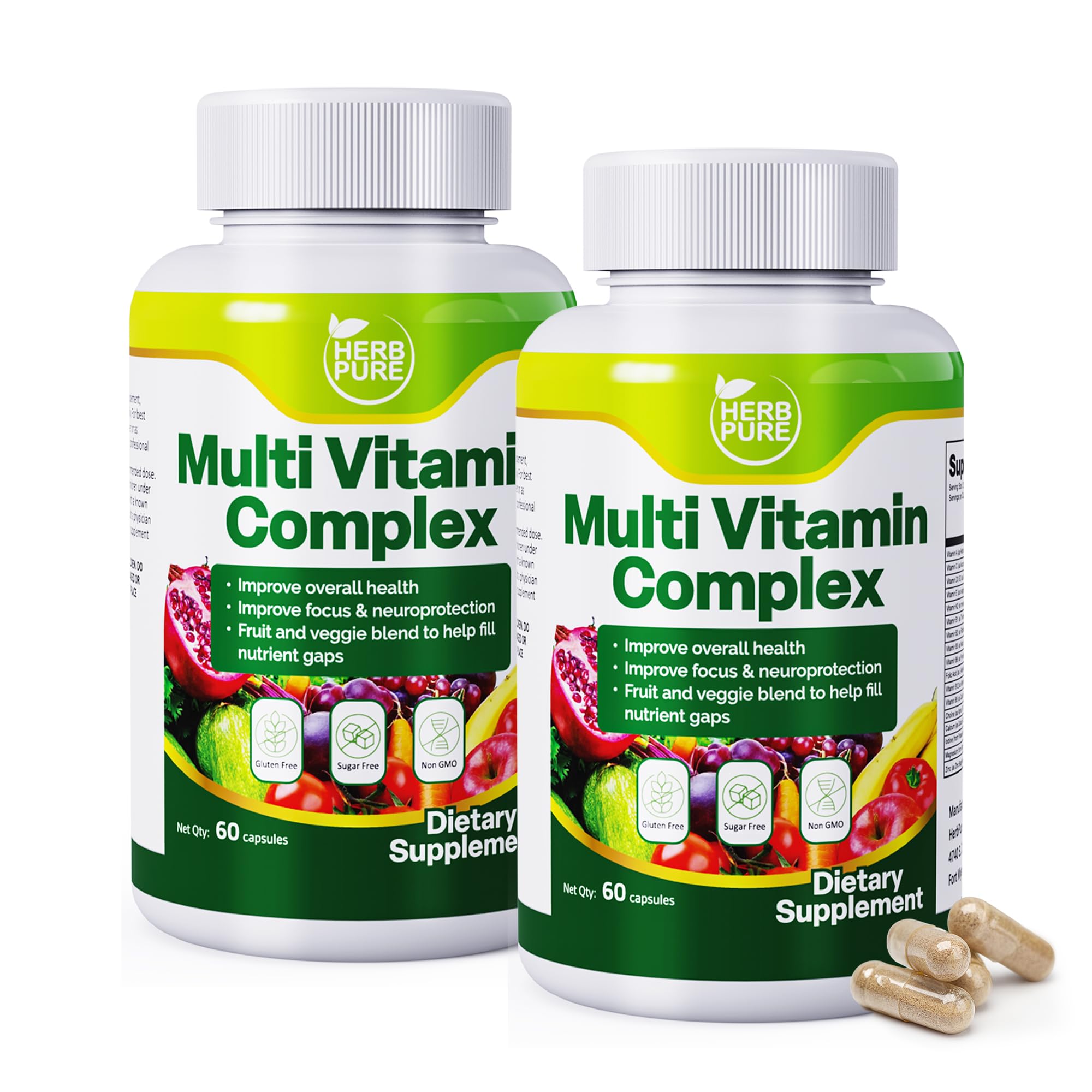 HERB PURE Multi Vitamin Complex frente al envase, nutrición diaria para energía y equilibrio