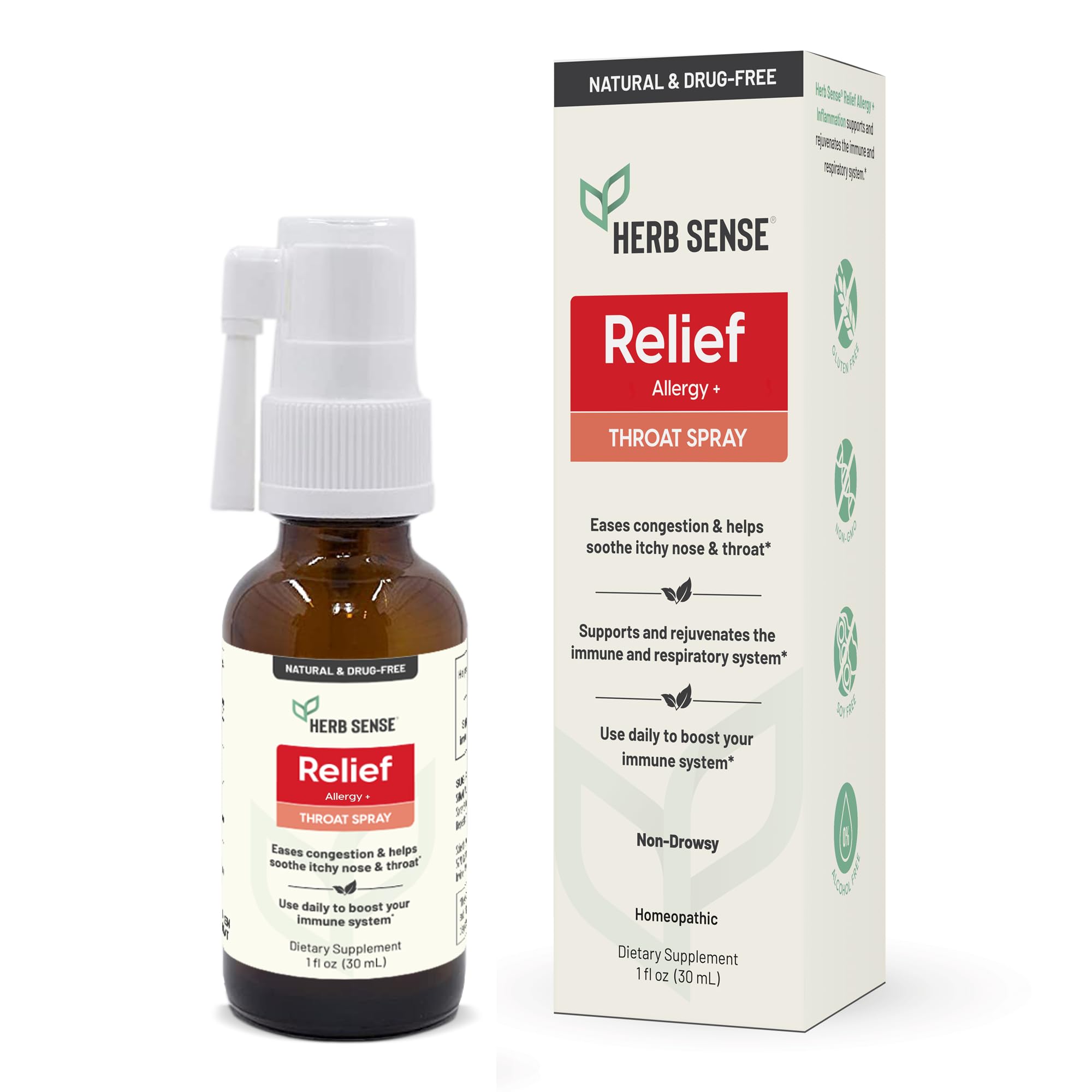 Herb Sense Alivio alergia: garganta con rociador para alivio rápido.