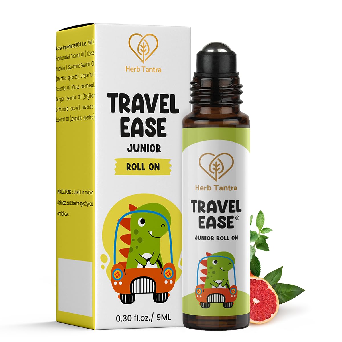 Travel Ease Junior Roll-On de Herb Tantra, bola de rodillo para confort en viajes y mareos leves.