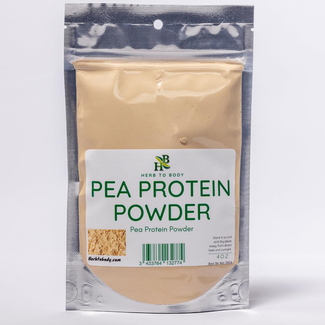Herb To Body Proteína de guisante en polvo, botella lista para batidos diarios.