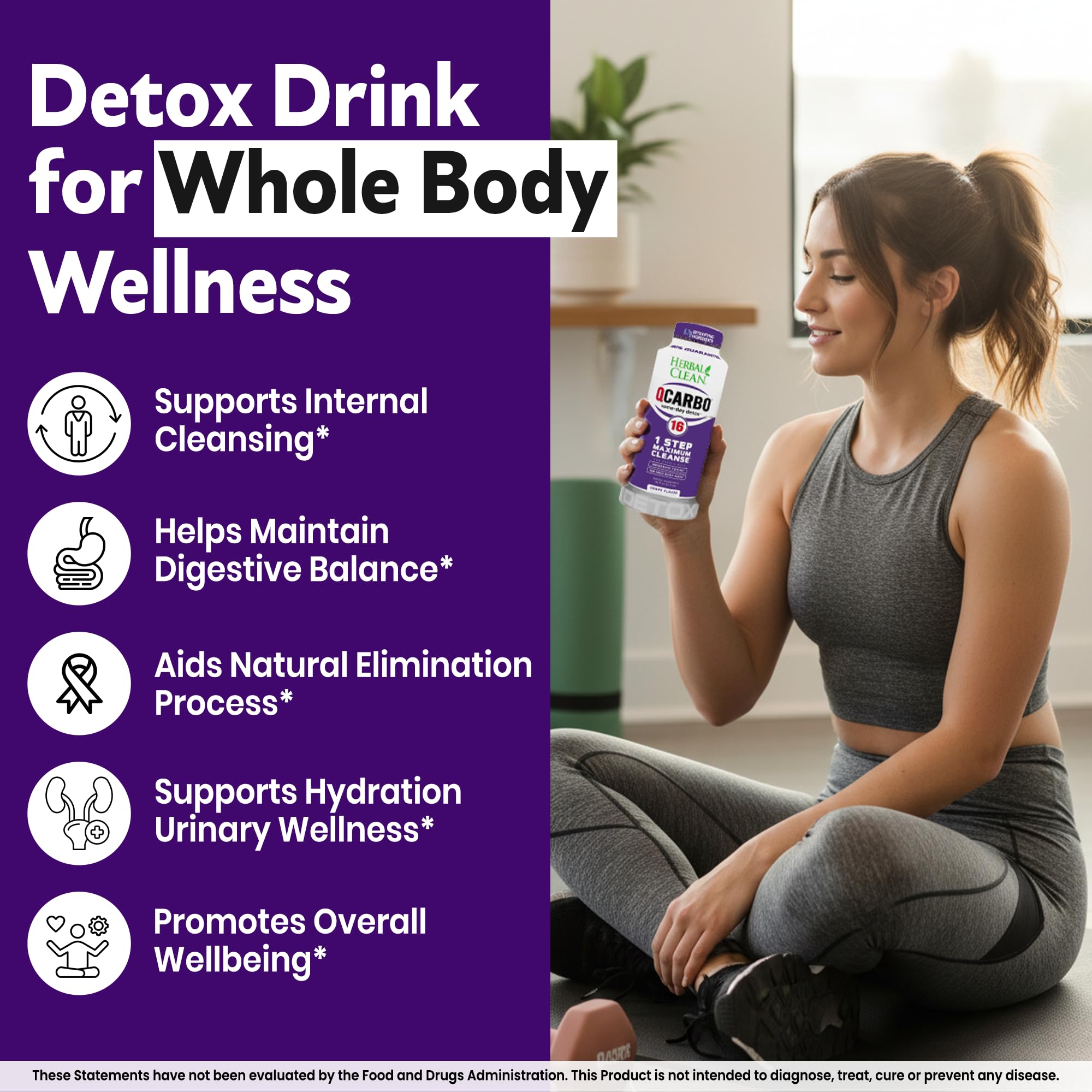 Herbal Clean Qcarbo16 beber agua tras la dosis para completarla.