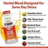 Herbal Clean Qcarbo16, etiqueta detalle, lista de ingredientes clave