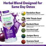 Etiqueta de Herbal Clean Qcarbo32 con información de vitaminas