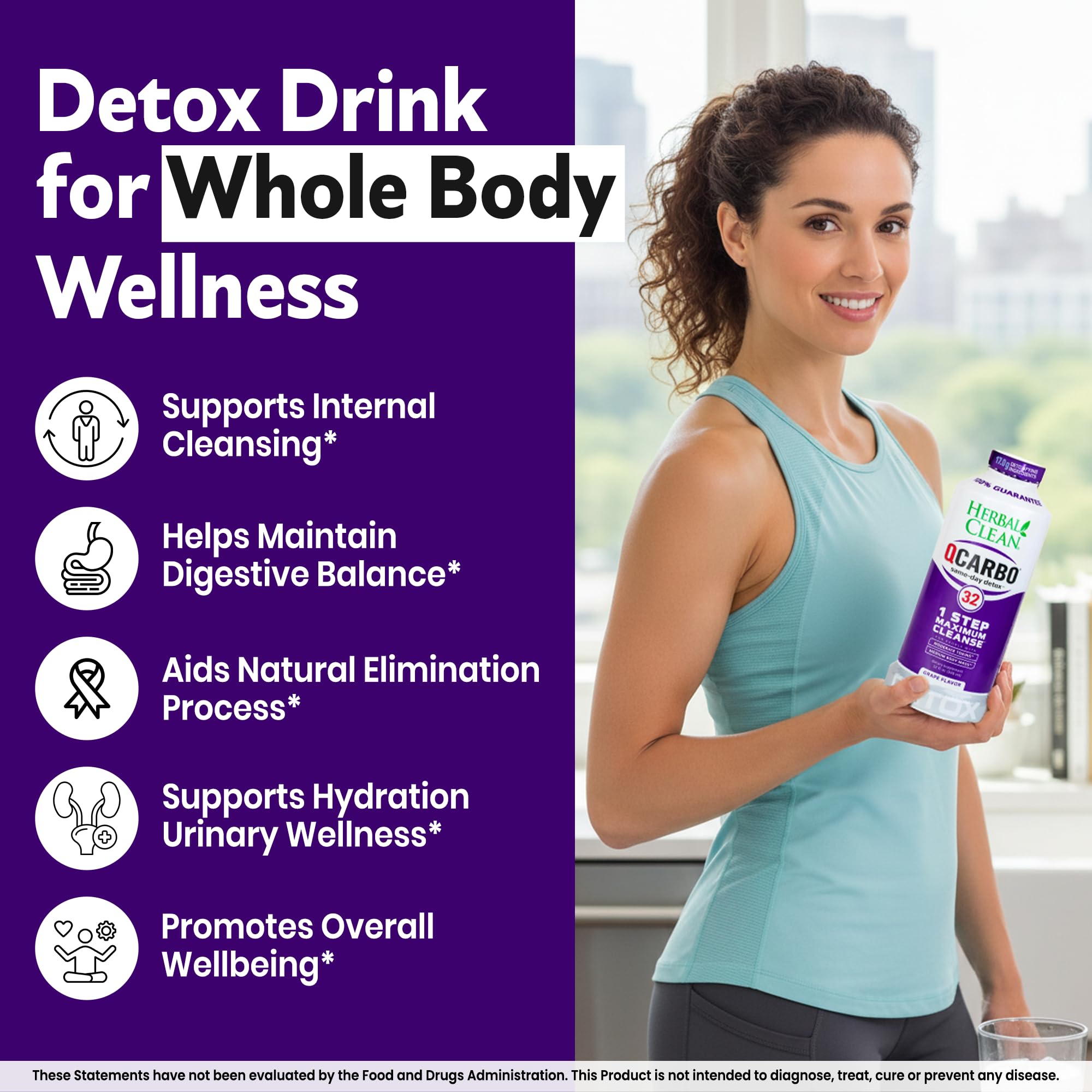 Verter Herbal Clean Qcarbo32 en un vaso
