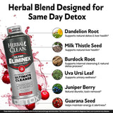 Ingredients panel highlights milk thistle and bromelain supporting herbal cleansing blend.